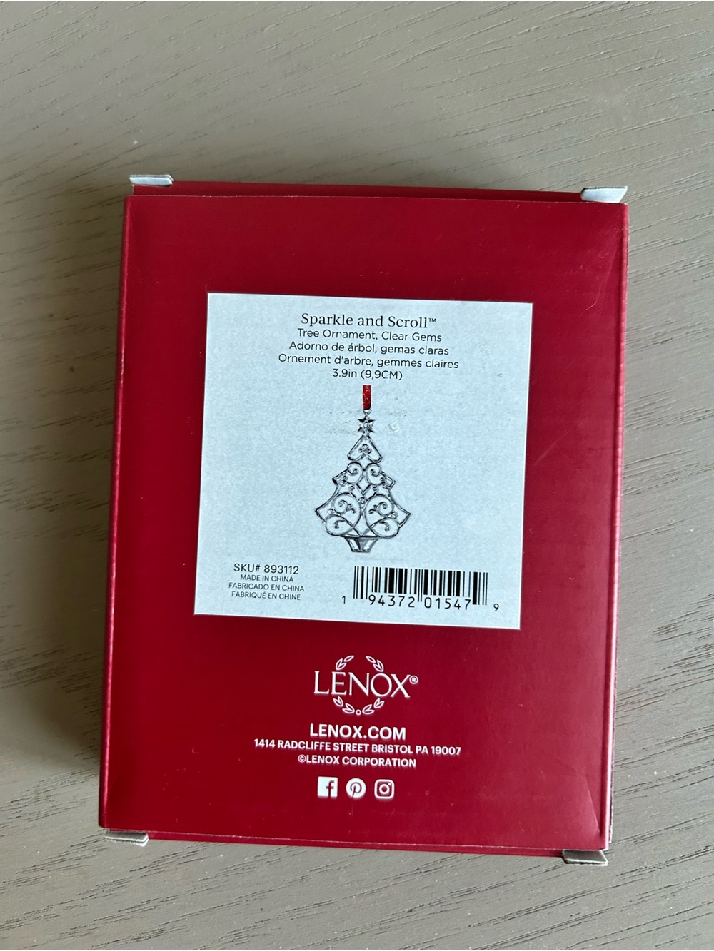 Lenox Sparkle And Scroll Clear Crystal CHRISTMAS TREE 4” Ornament Silverplate - Picture 5 of 5